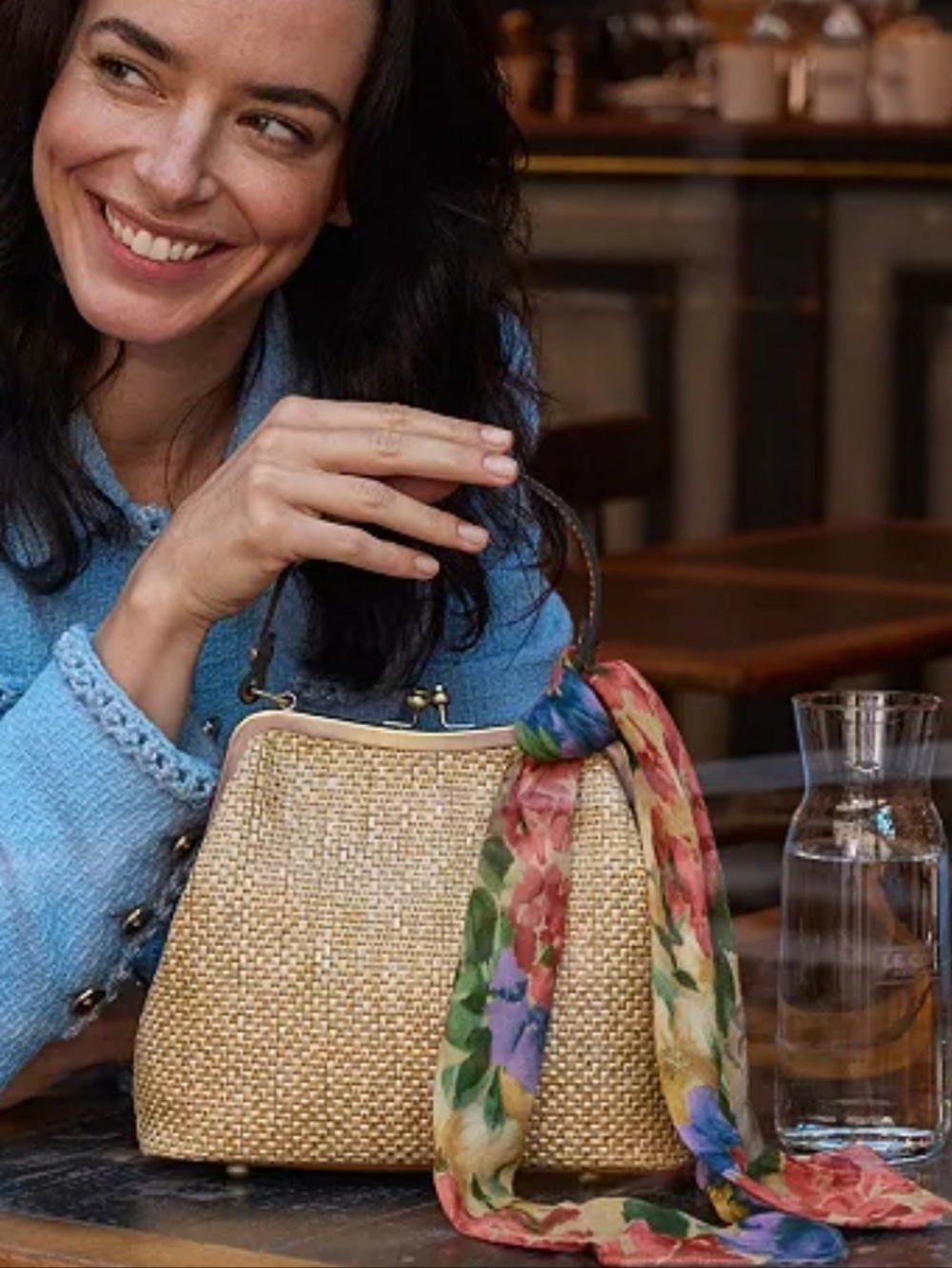 Patricia Nash Laureana Straw Frame Crossbody Bag with Scarf - NWT - Picture 3 of 11